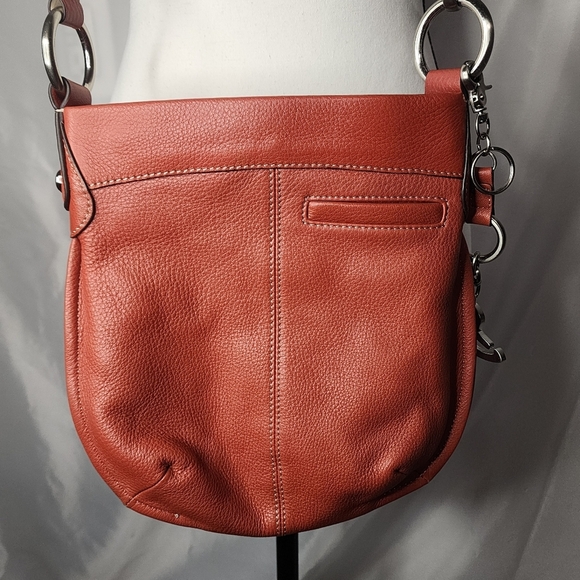 B Makowsky Genuine Leather Shoulder/Crossbody Purse in Orange - Picture 14 of 16